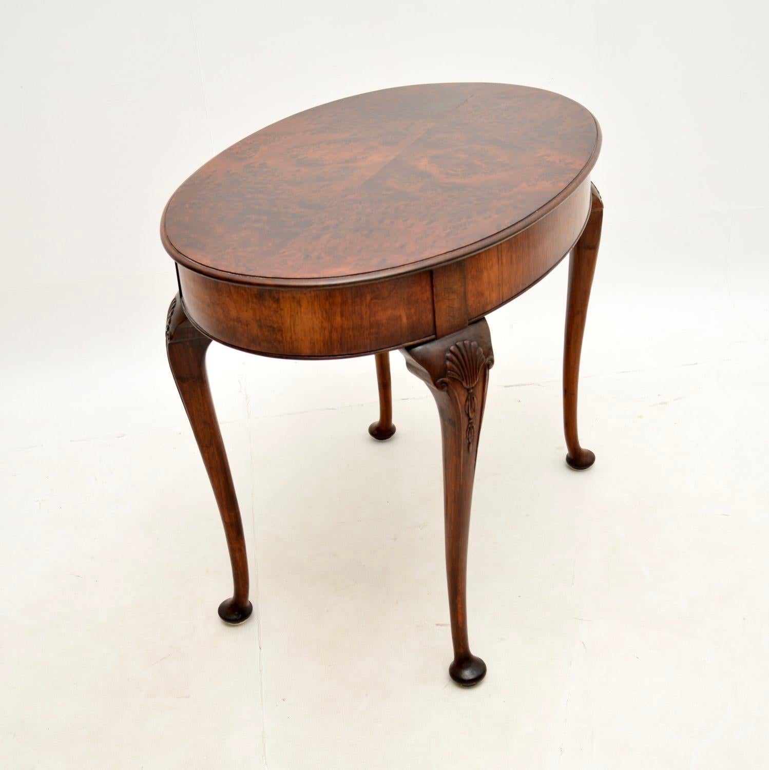 Queen Anne Antique Burr Walnut Occasional Table For Sale