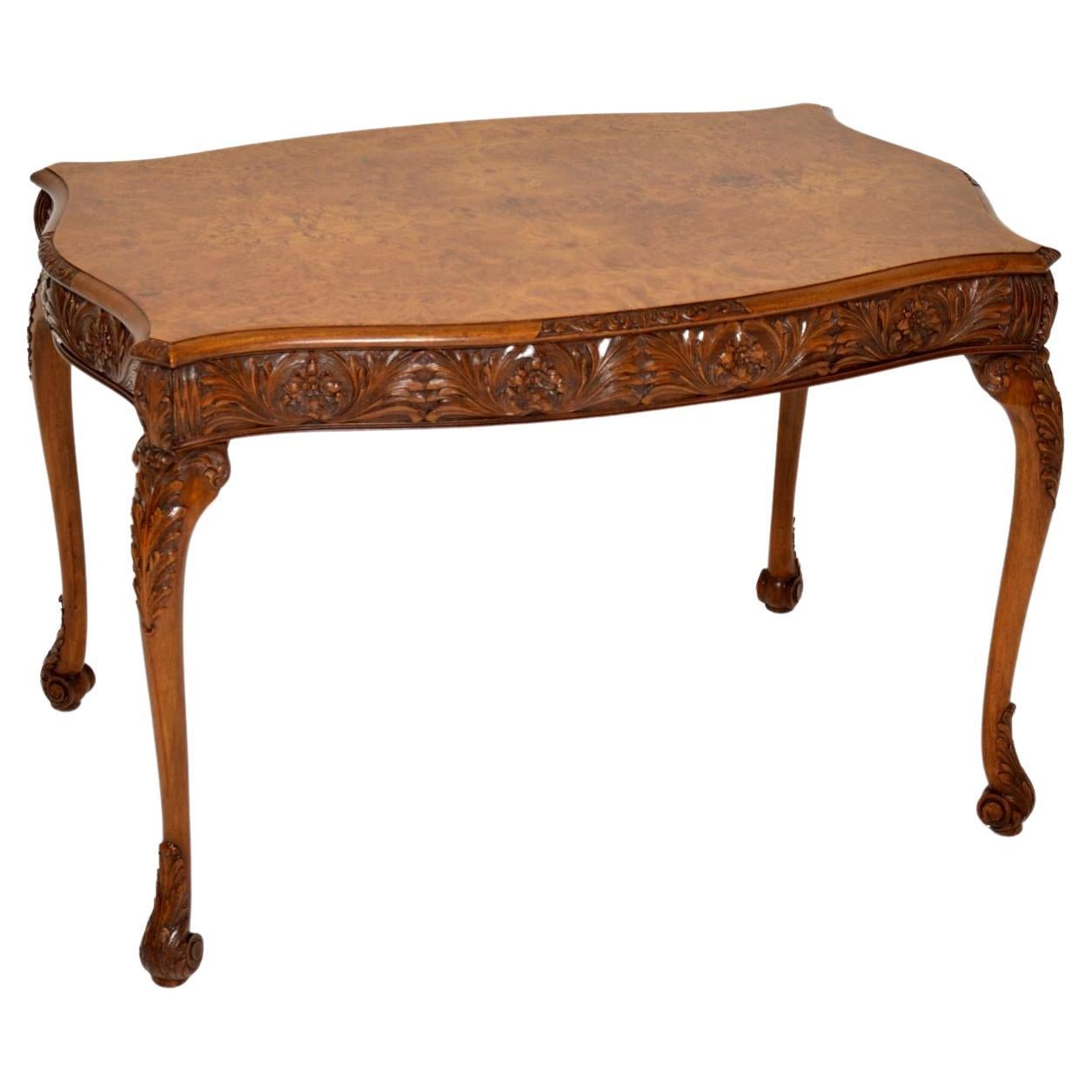 Antique Burr Walnut Side Table / Desk