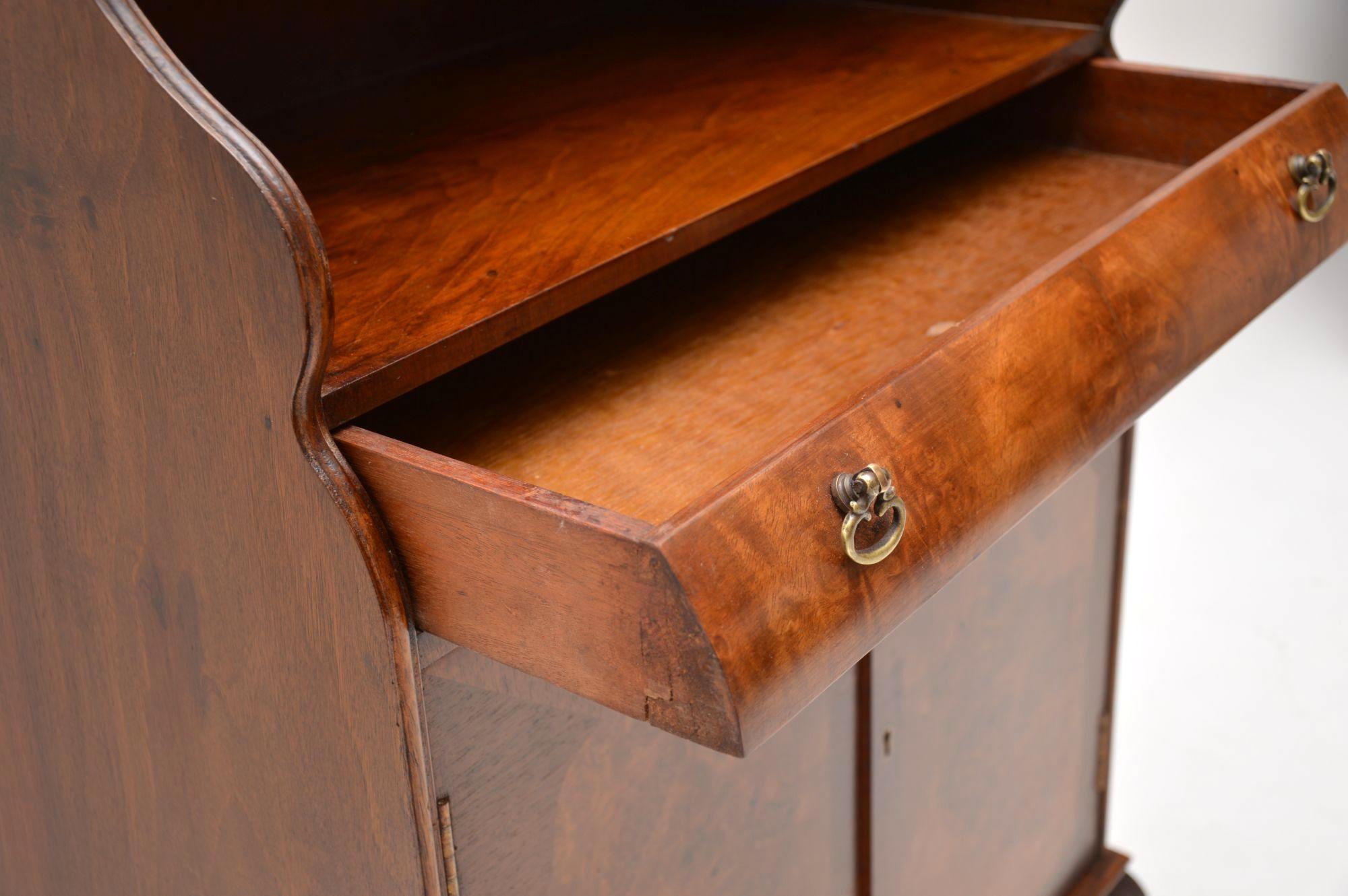 Mid-20th Century Antique Burr Walnut Open Bookcase Cabinet