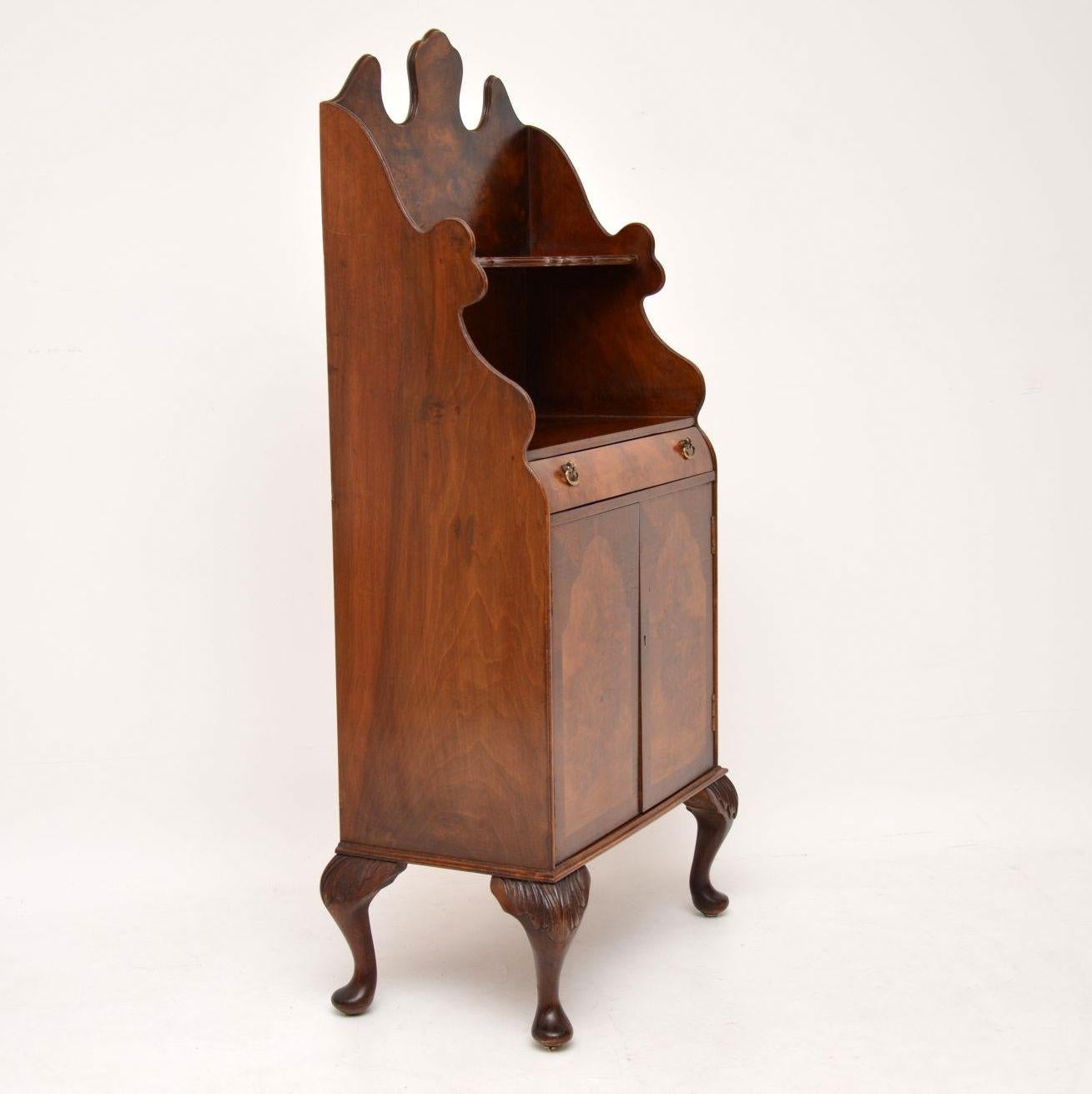 Antique Burr Walnut Open Bookcase Cabinet 1