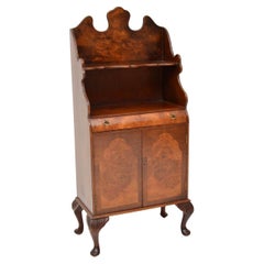 Antique Burr Walnut Open Bookcase Cabinet