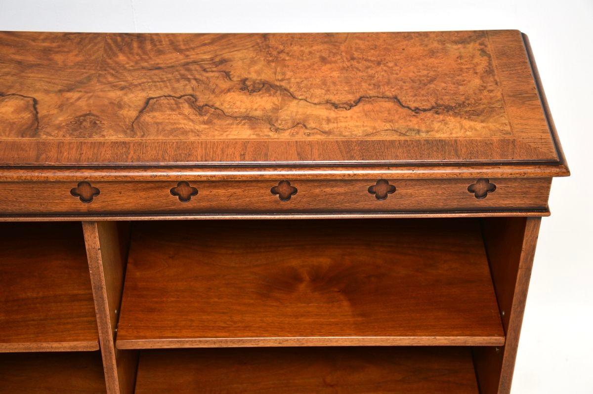 Antique Burr Walnut Open Bookcase For Sale 1