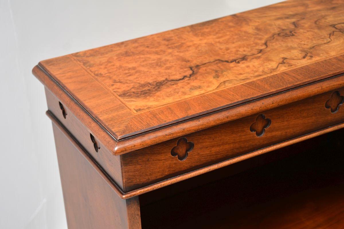 Antique Burr Walnut Open Bookcase For Sale 2