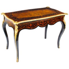 Antique Burr Walnut & Ormolu Mounted Bureau Plat Writing Table Desk 19th Century