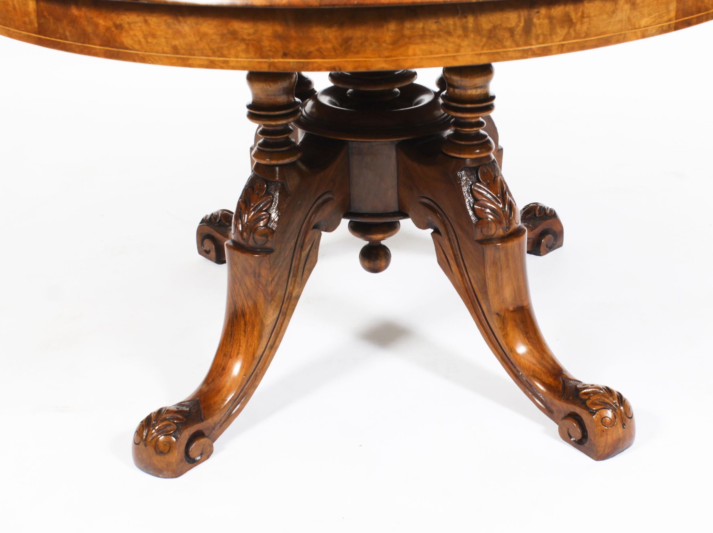 Antique Burr Walnut Oval Coffee Table, 19th Century 6