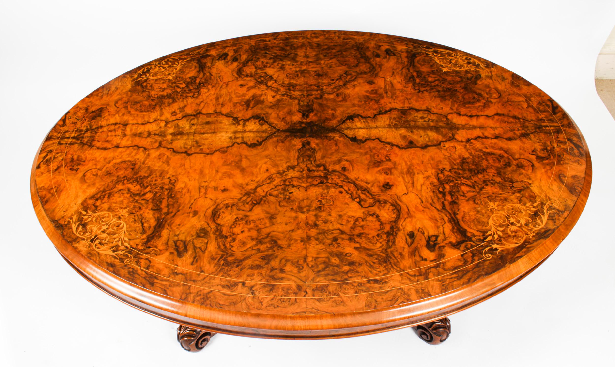 Antique Burr Walnut Oval Coffee Table 19th Century In Good Condition In London, GB