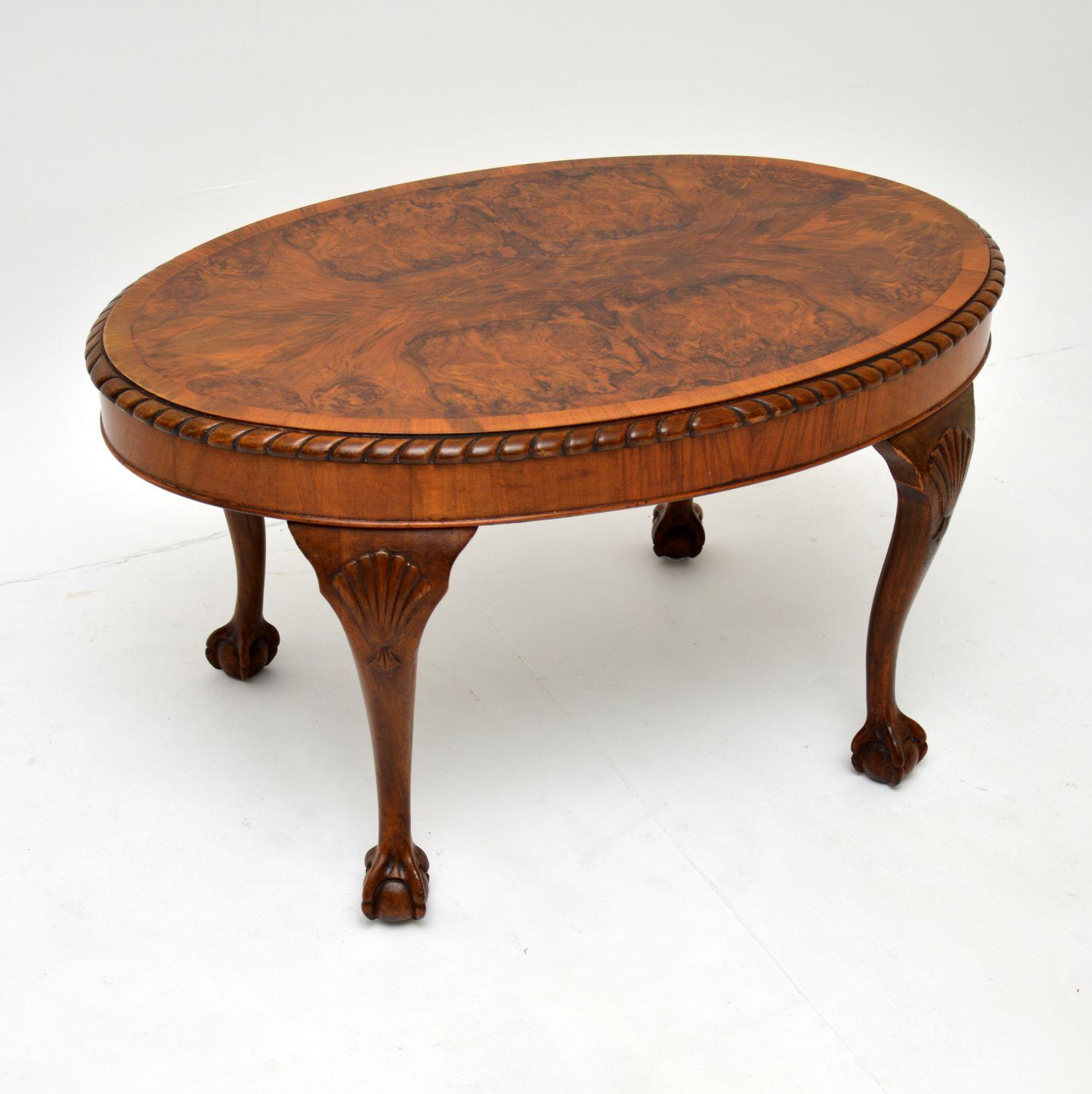 20th Century Antique Burr Walnut Oval Coffee Table