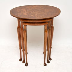 Antique Burr Walnut Oval Nest of Tables