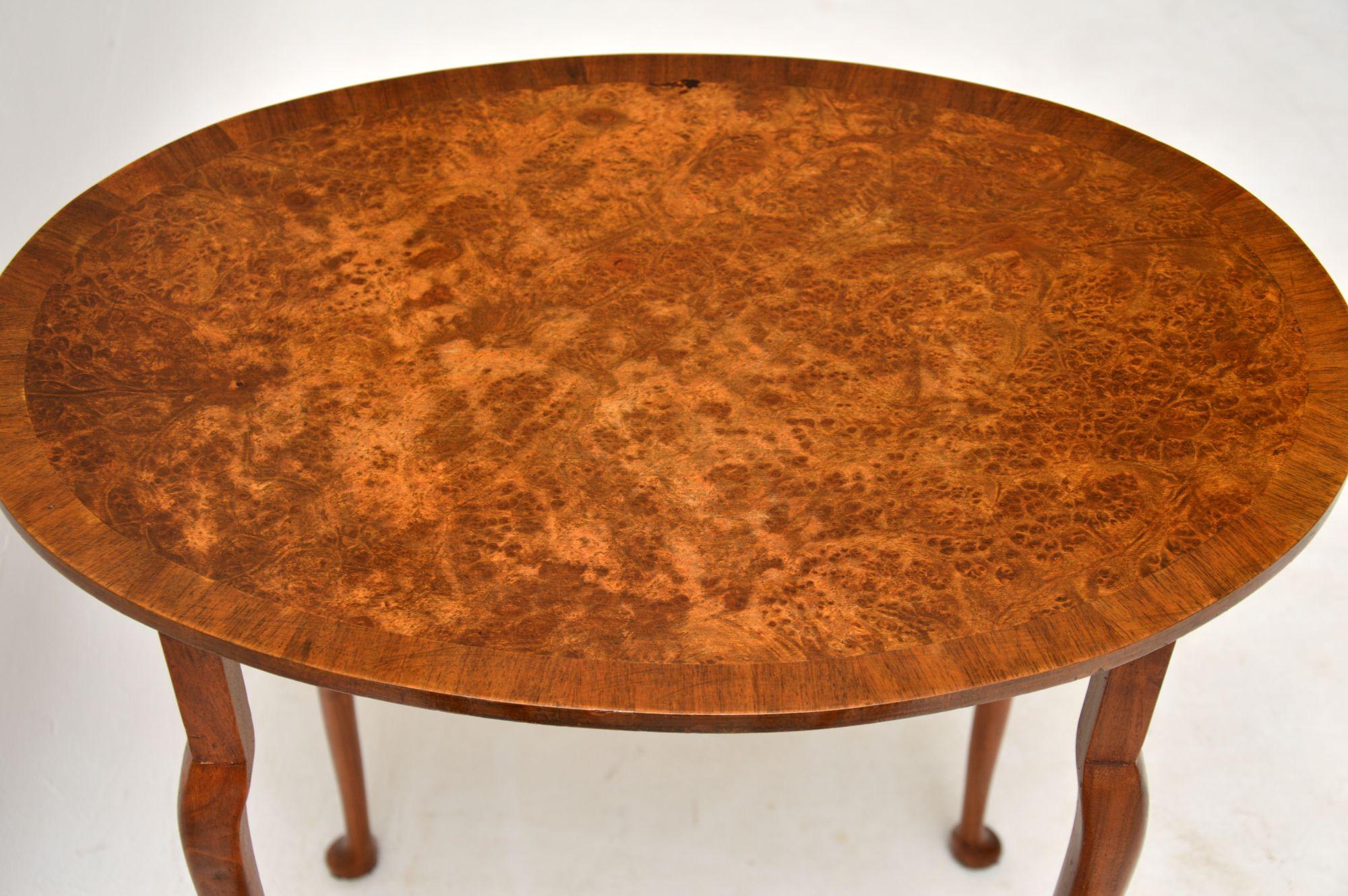 English Antique Burr Walnut Oval Nest of Tables