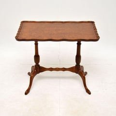 Antique Burr Walnut Pie Crust Coffee / Side Table