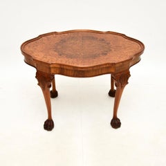Antique Burr Walnut Pie Crust Coffee Table