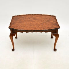Antique Burr Walnut Pie Crust Coffee Table