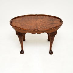 Antique Burr Walnut Pie Crust Coffee Table
