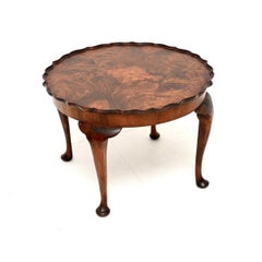 Antique Burr Walnut Pie Crust Coffee Table