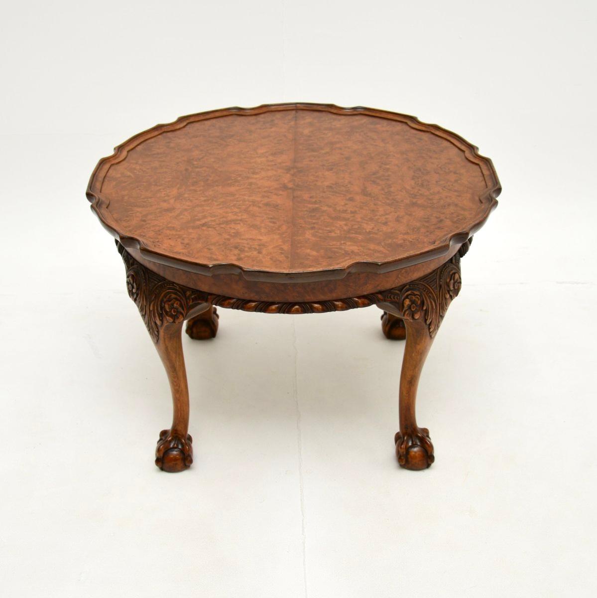 Queen Anne Antique Burr Walnut Pie Crust Coffee Table