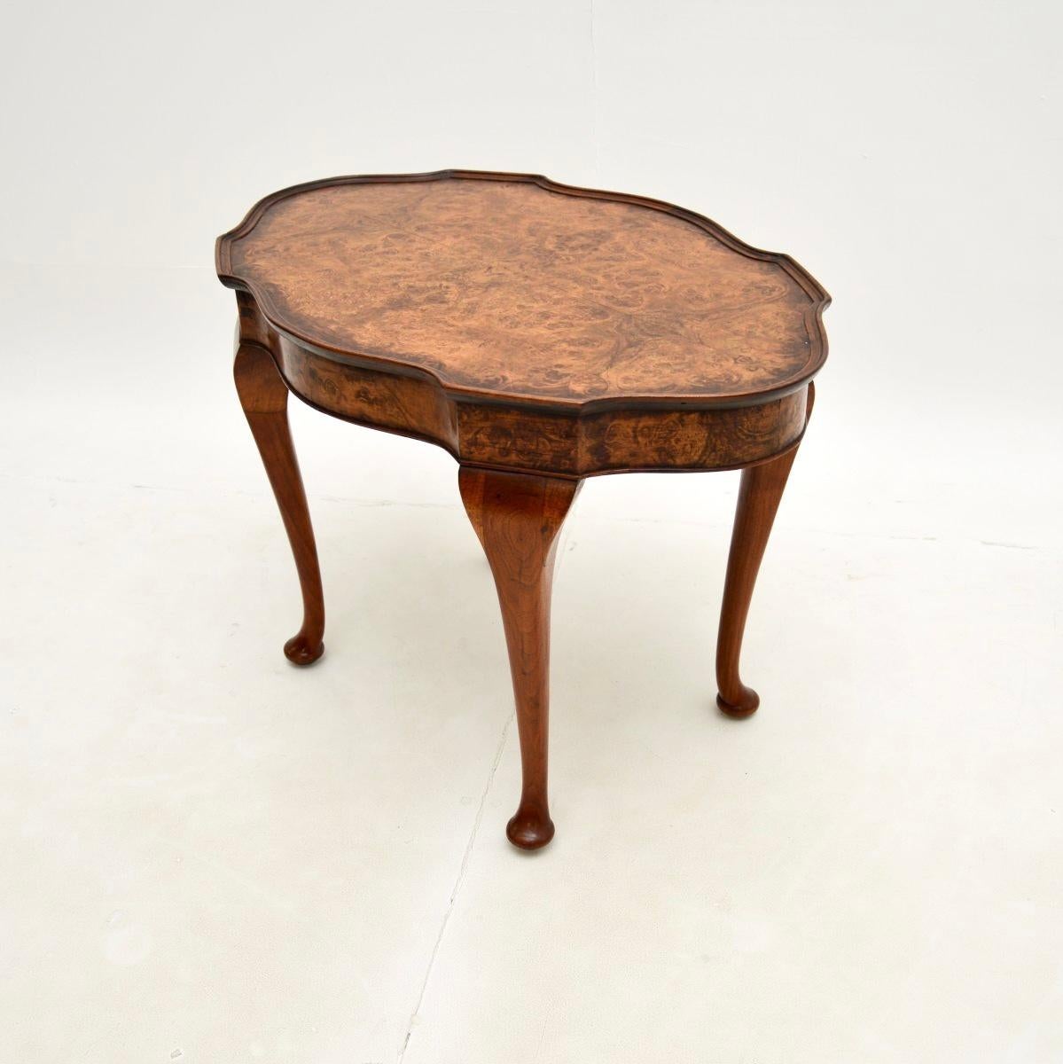 Queen Anne Antique Burr Walnut Pie Crust Coffee Table