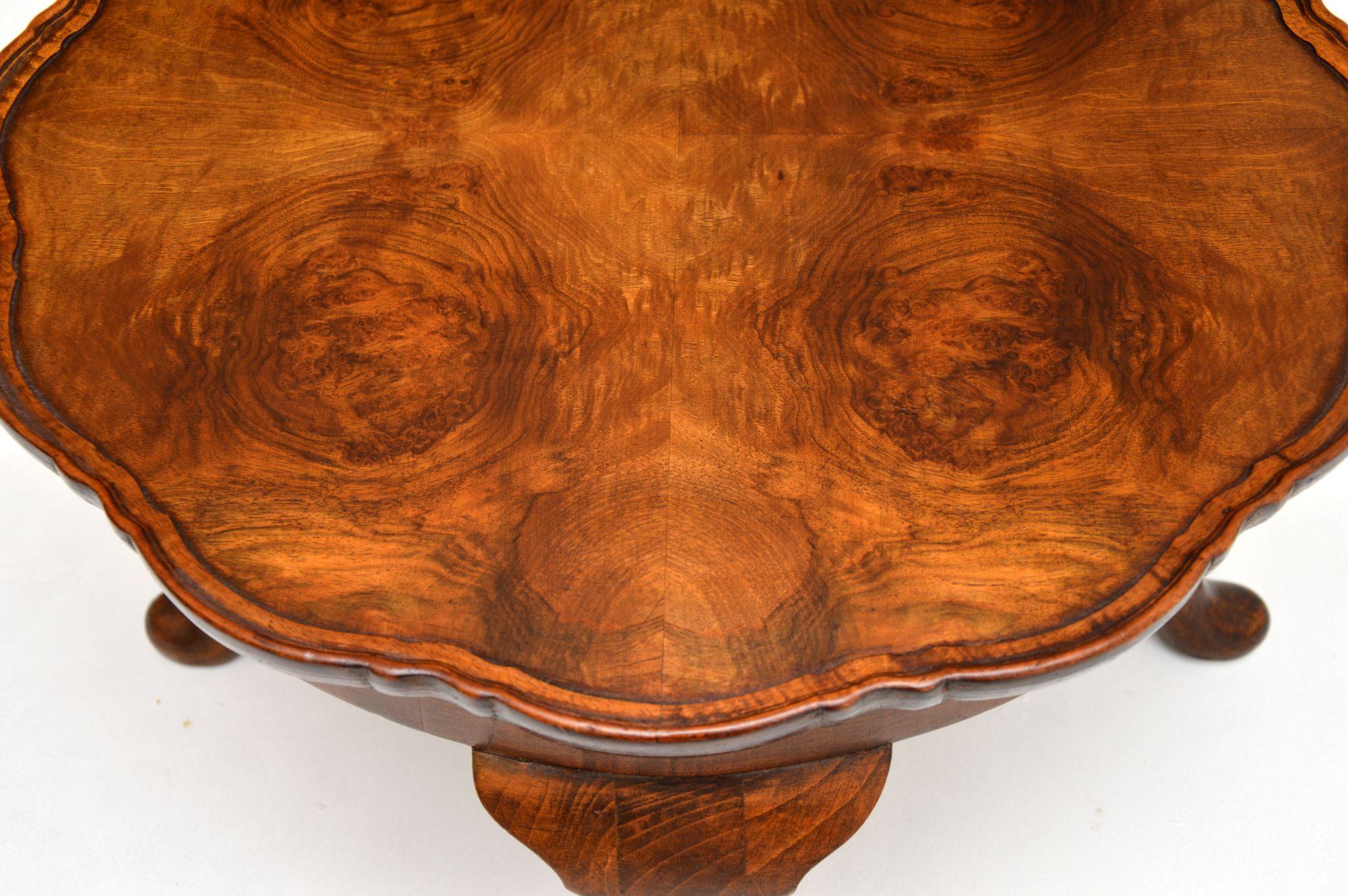 Mid-20th Century Antique Burr Walnut Pie Crust Coffee Table