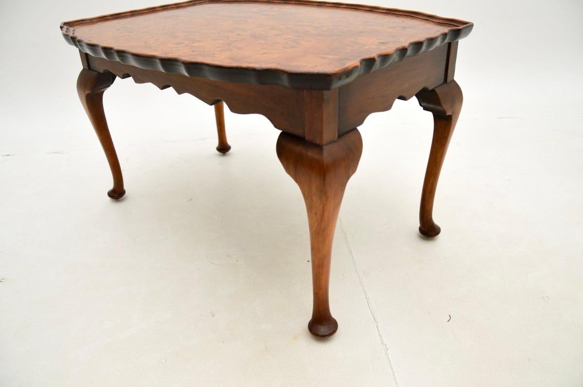 Mid-20th Century Antique Burr Walnut Pie Crust Coffee Table