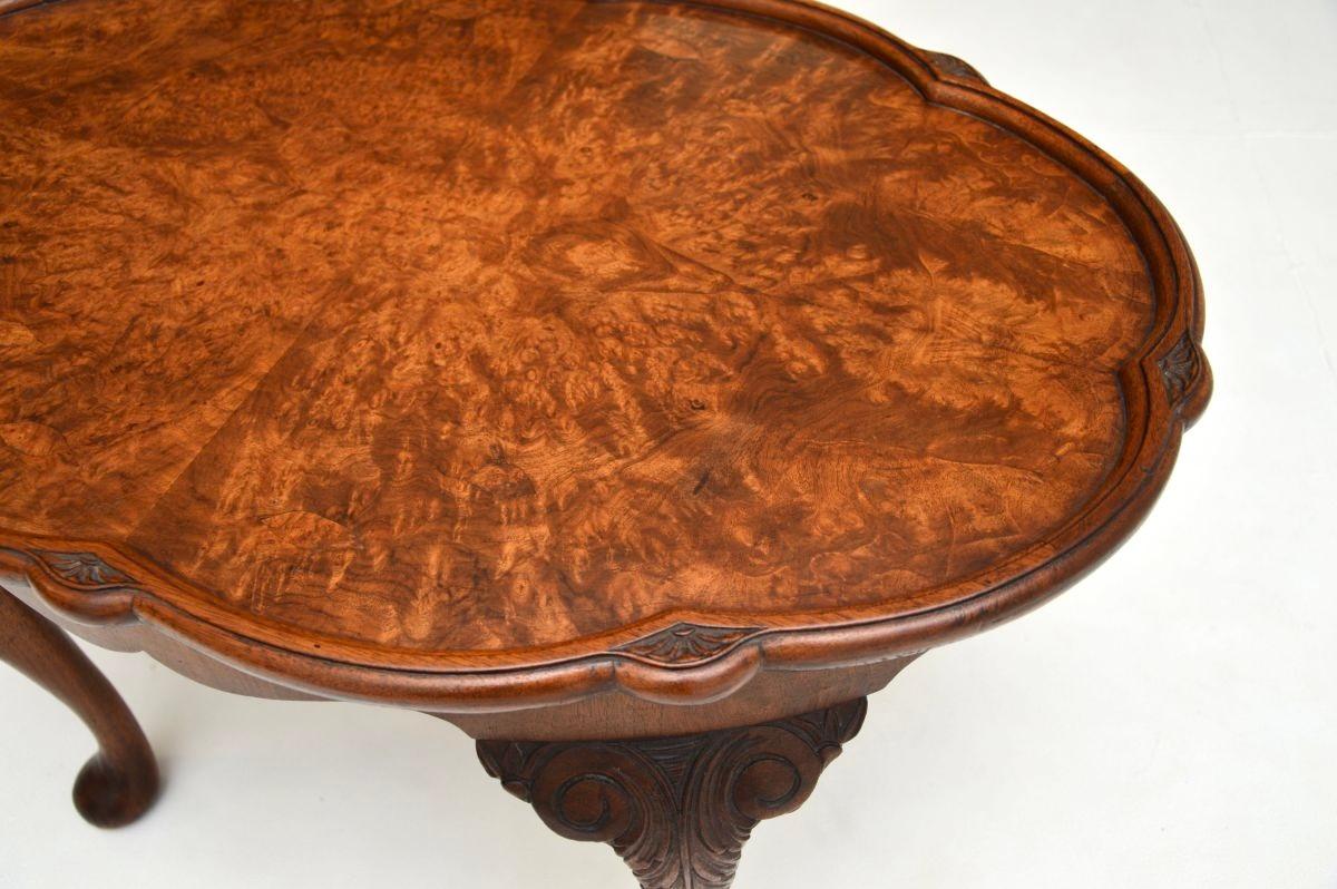 Early 20th Century Antique Burr Walnut Pie Crust Coffee Table