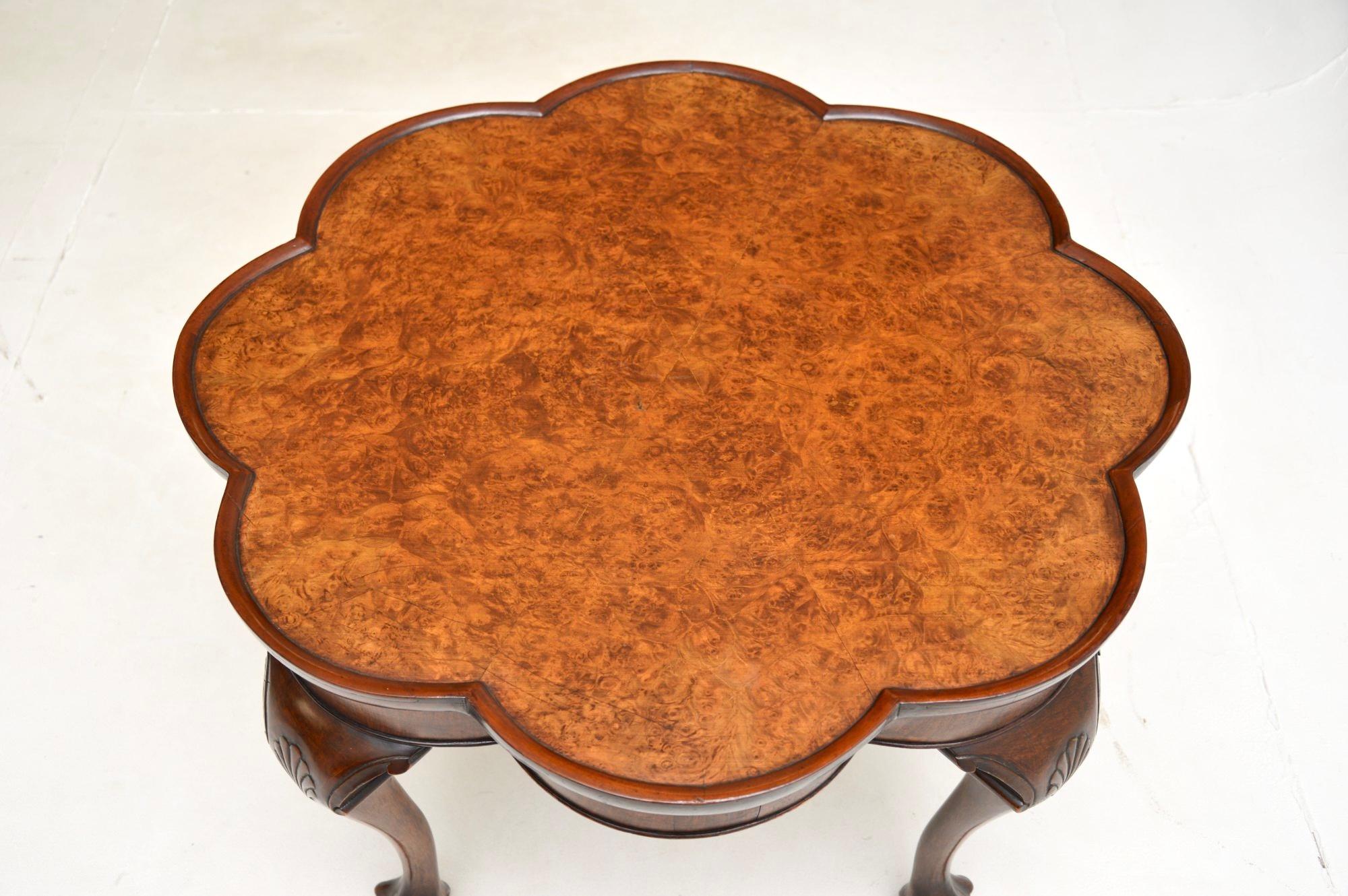 Antique Burr Walnut Pie Crust Coffee Table 1
