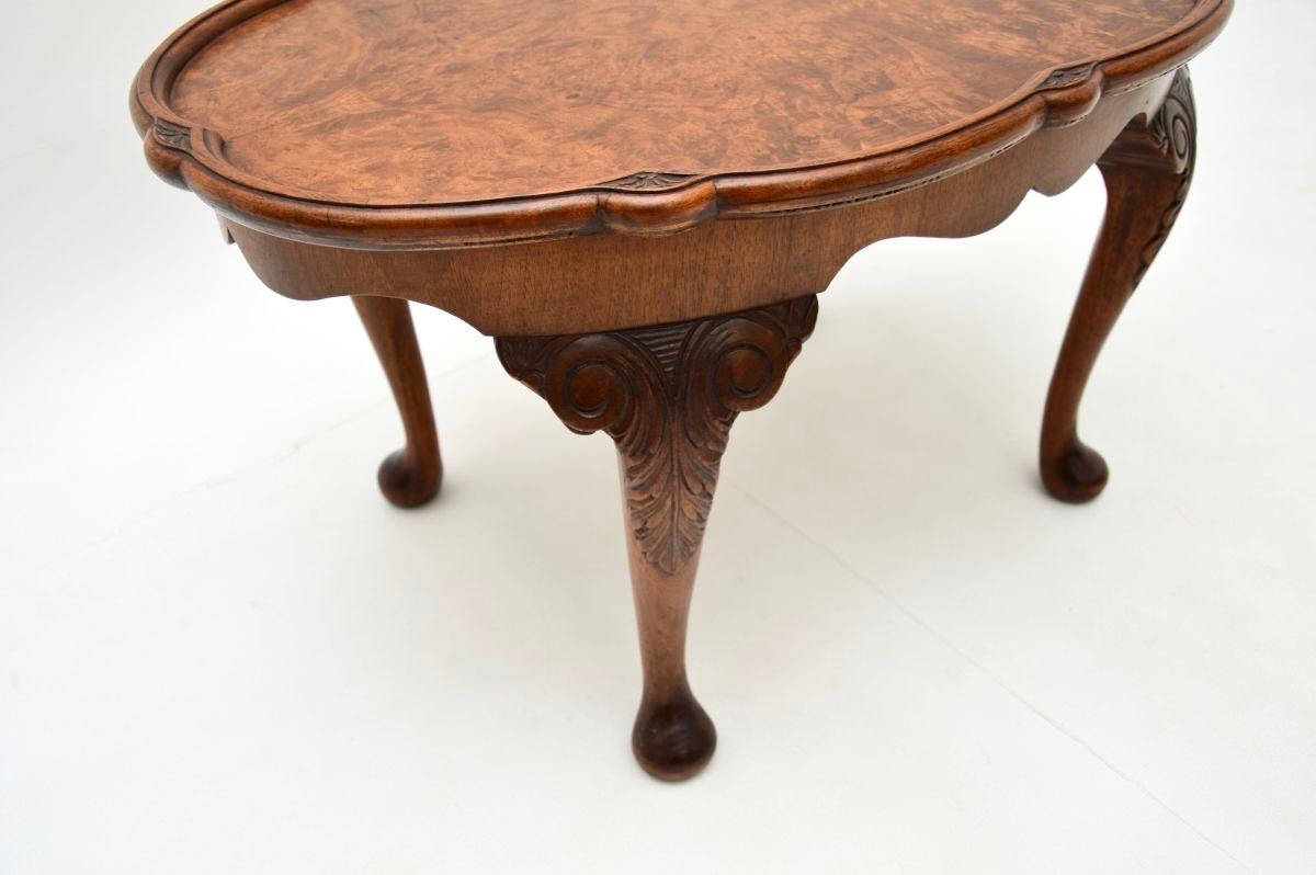 Antique Burr Walnut Pie Crust Coffee Table 1