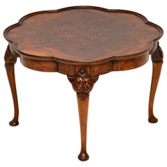 Antique Burr Walnut Pie Crust Coffee Table