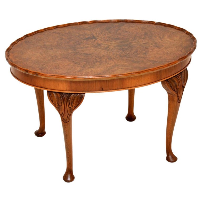 Antique Burr Walnut Pie Crust Coffee Table For Sale at 1stDibs