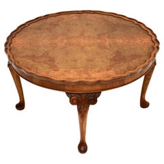 Antique Burr Walnut Pie Crust Coffee Table