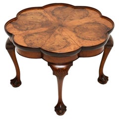 Antique Burr Walnut Pie Crust Coffee Table