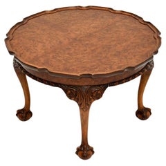 Antique Burr Walnut Pie Crust Coffee Table