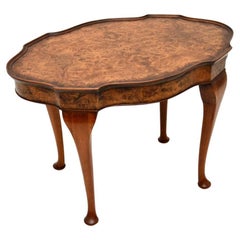 Antique Burr Walnut Pie Crust Coffee Table