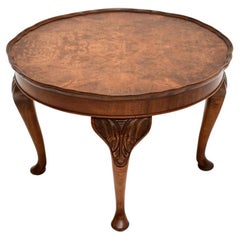 Antique Burr Walnut Pie Crust Coffee Table