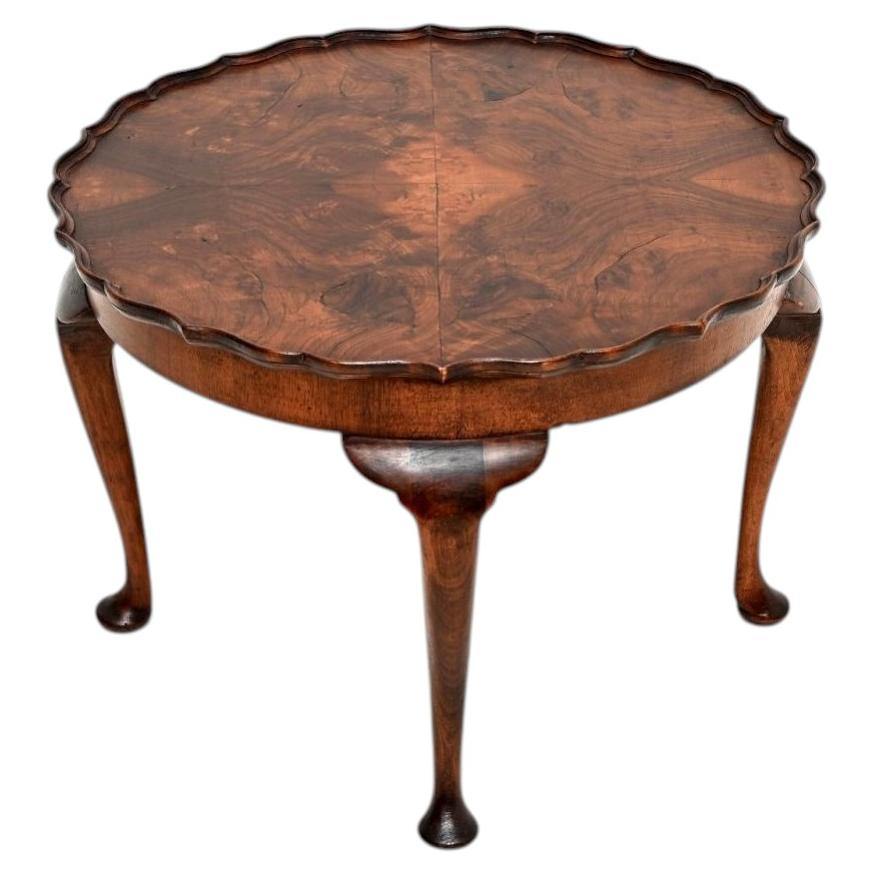 Antique Burr Walnut Pie Crust Coffee Table