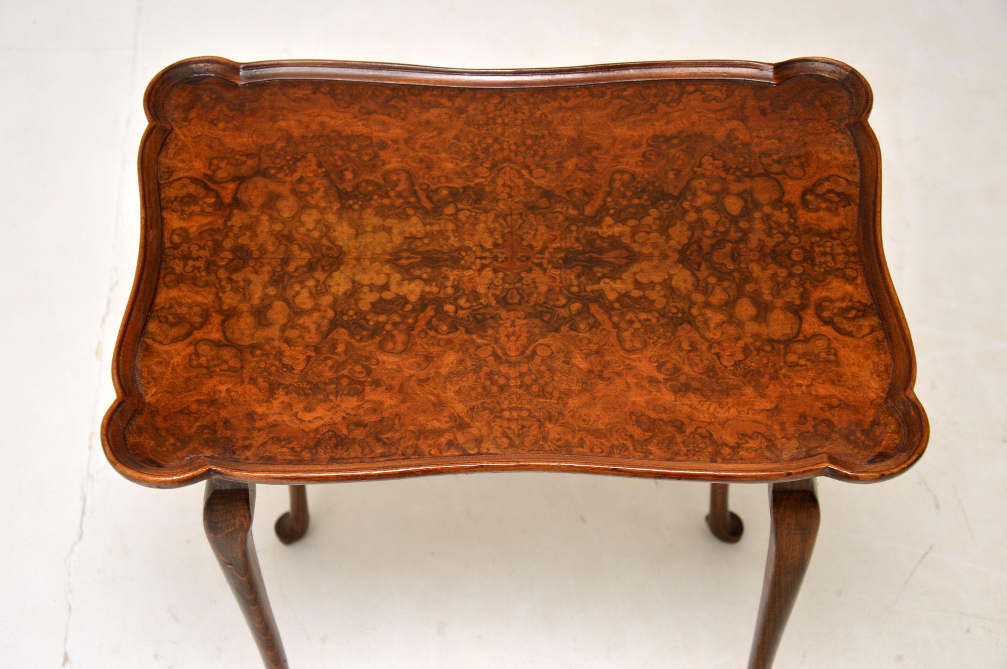 Early 20th Century Antique Burr Walnut Pie Crust Nest of Tables