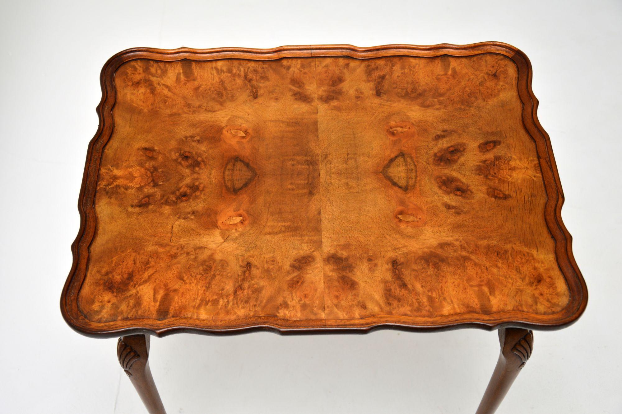 Antique Burr Walnut Pie Crust Nest of Tables 1