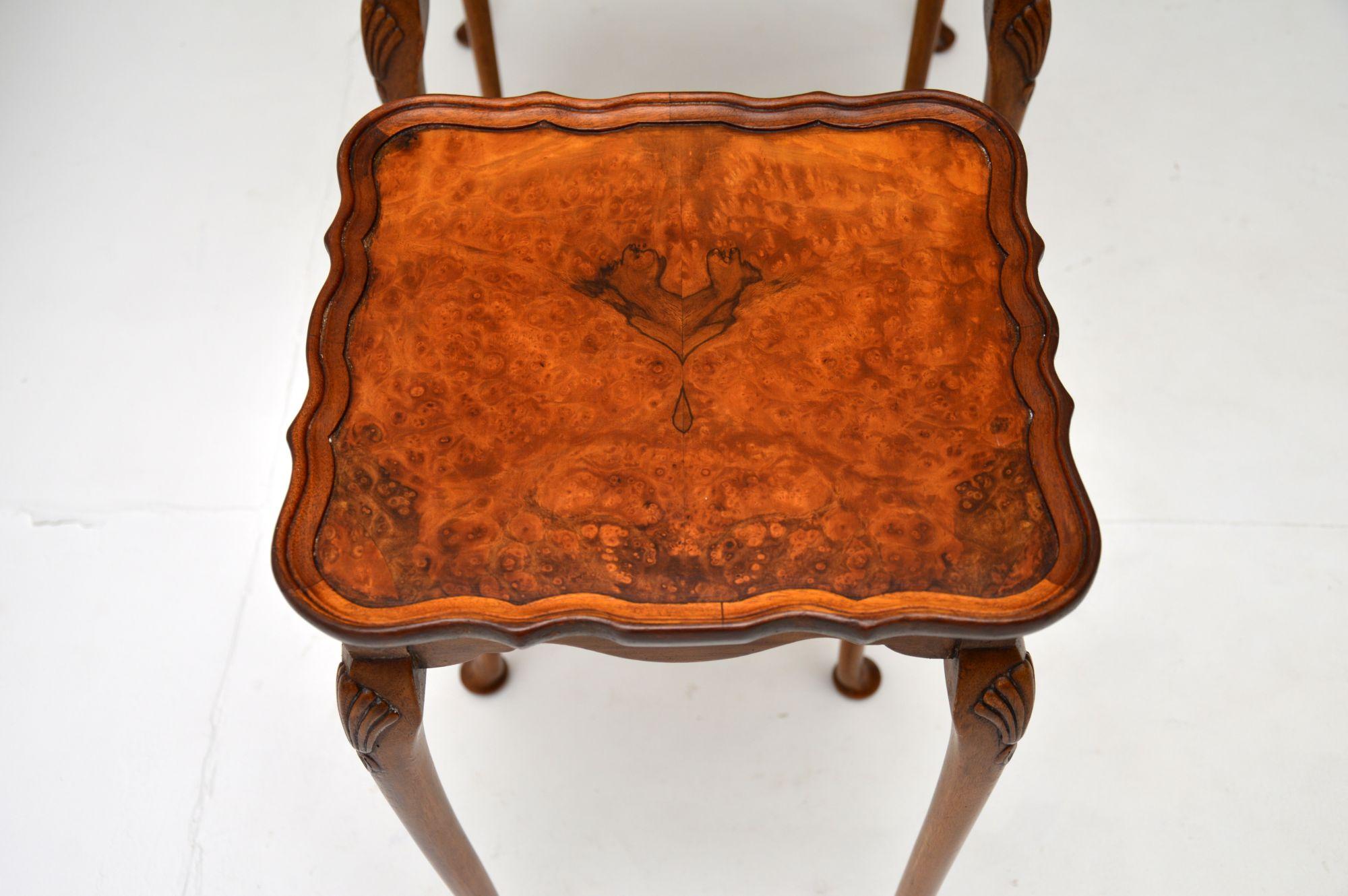 Antique Burr Walnut Pie Crust Nest of Tables 3