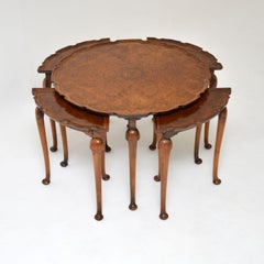 Table basse gigogne ancienne en ronce de noyer