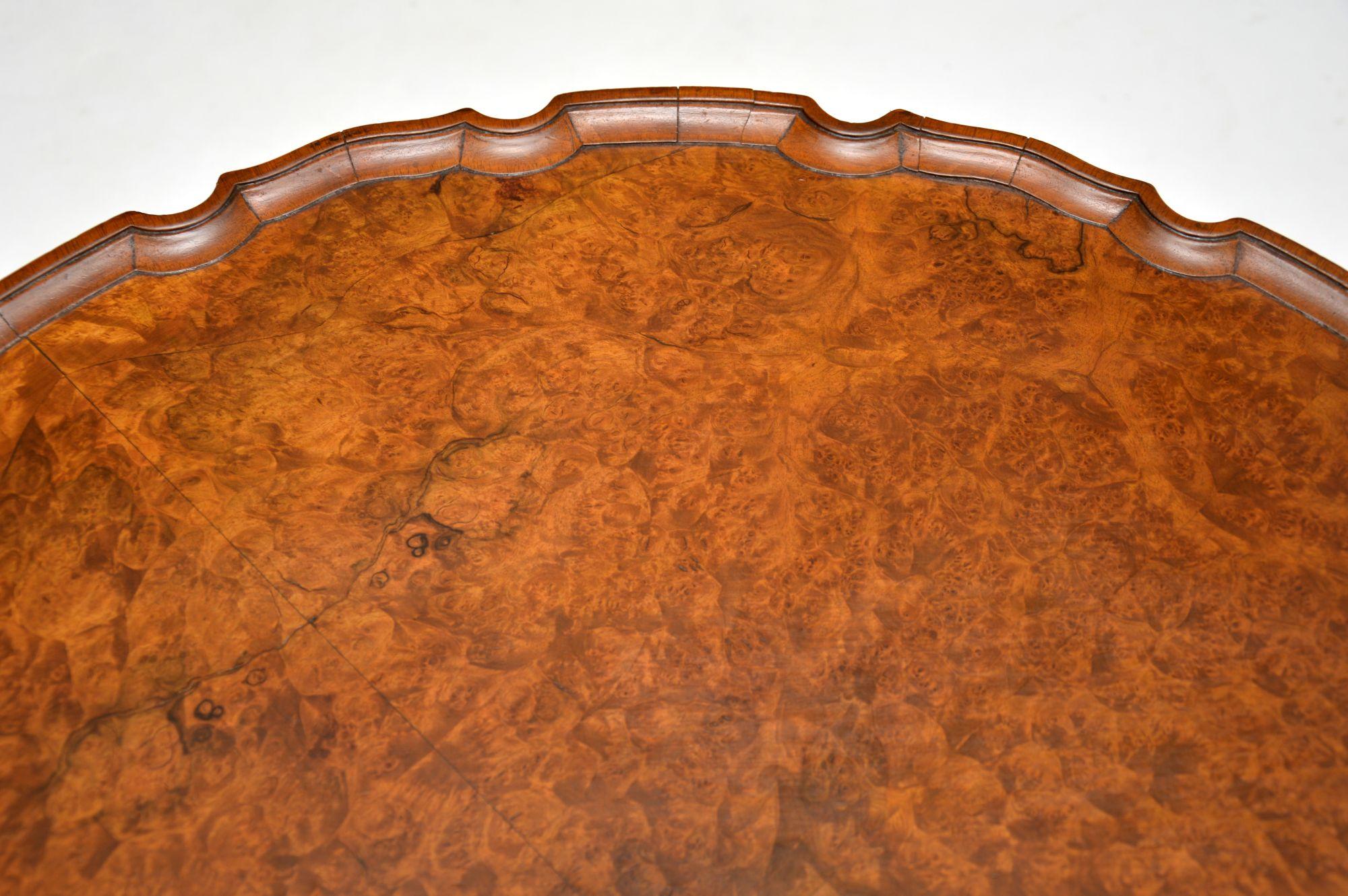 Antique Burr Walnut Pie Crust Nesting Coffee Table For Sale 2