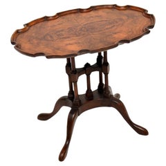 Antique Burr Walnut Pie Crust Side Table