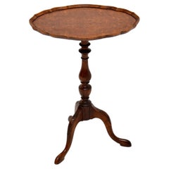 Antique Burr Walnut Pie Crust Wine Table