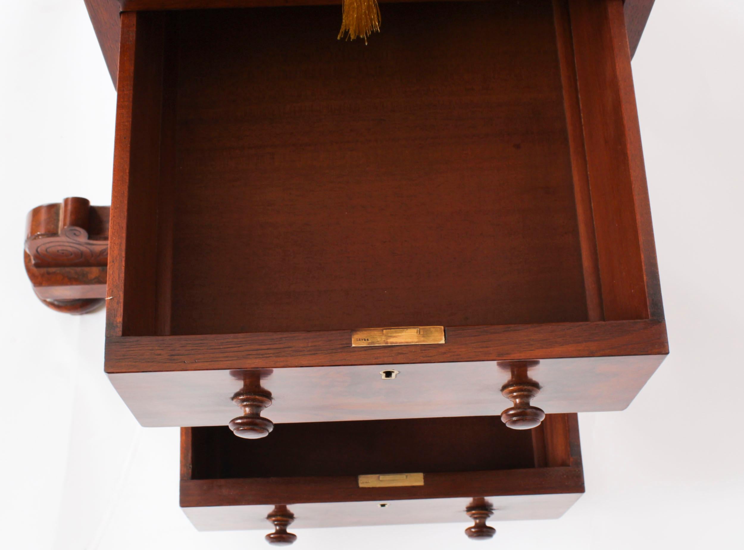 Antique Burr Walnut Pop Up Davenport Desk c.1860 19th Century 7