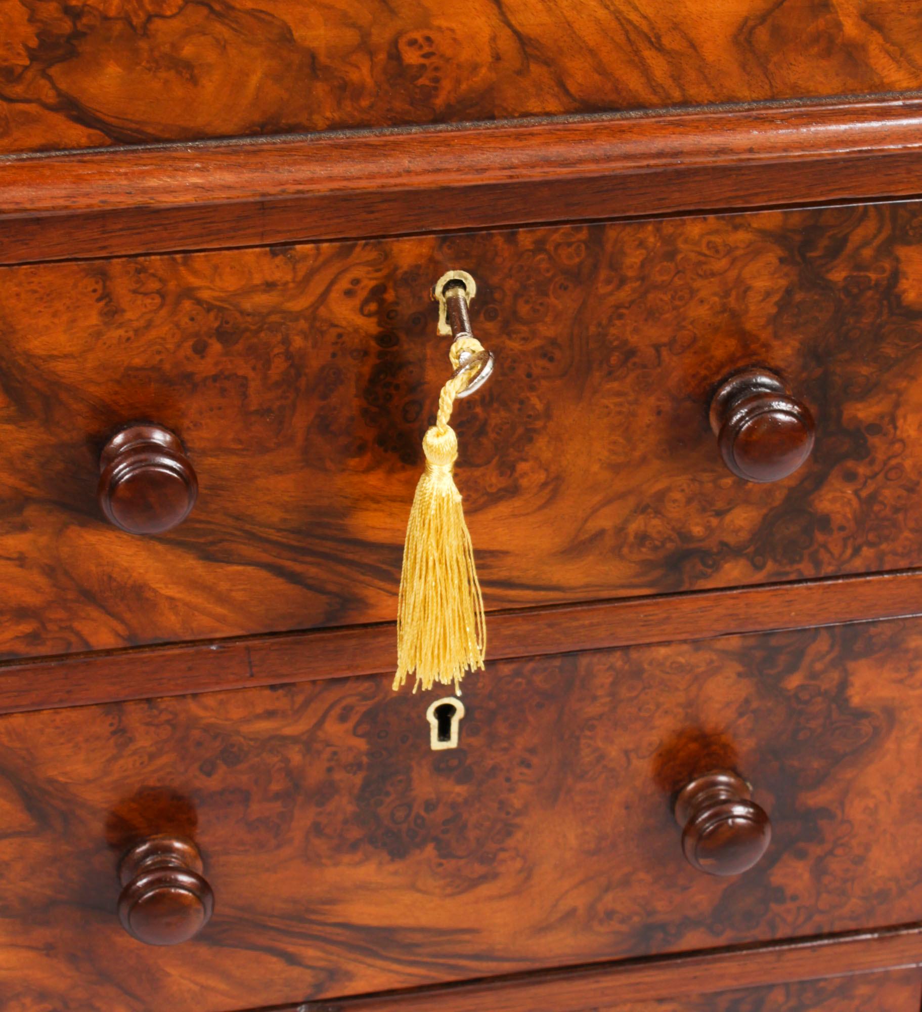 Antique Burr Walnut Pop Up Davenport Desk c.1860 19th Century 13