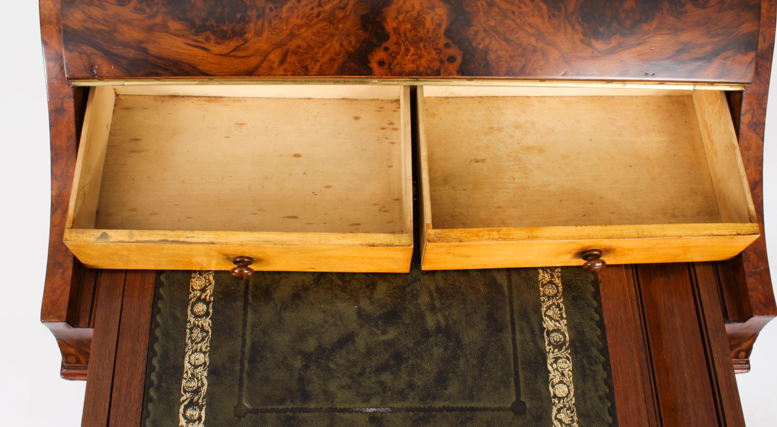 Antique Burr Walnut Pop Up Davenport Desk c.1860 19th Century 4
