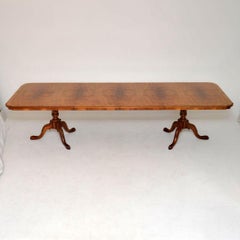 Antique Burr Walnut Queen Anne Dining Table and Eight Chairs