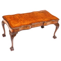 Antique Burr Walnut Queen Anne Revival Coffee Table, 1920s