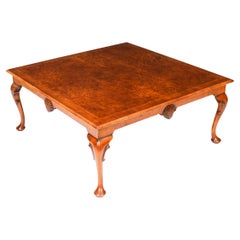 Antique Burr Walnut Queen Anne Revival Coffee Table 20th Century