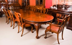 Antique Burr Walnut Queen Anne Revival Dining Table By Maple & Co 19th Century