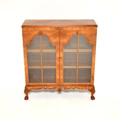 Antique Burr Walnut Queen Anne Style Bookcase