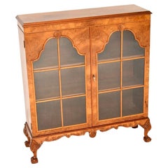 Antique Burr Walnut Queen Anne Style Bookcase