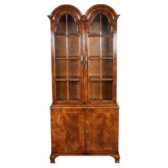 Antique Burr Walnut Queen Anne Style Bookcase